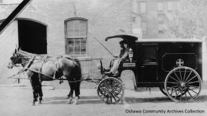 Horse drawn ambulance, owned by LV Disney, c. 1912. From the Oshawa Community Archives