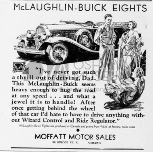 Newspaper ad for Moffat Motor Sales