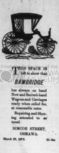 Newspaper ad for Bambridge Carriages
